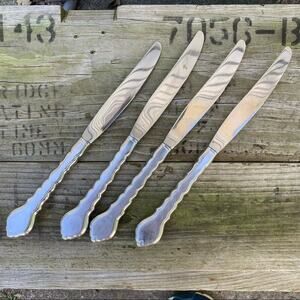 Set 4 Oneida Cello stainless dinner table knife vintage